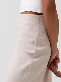Linen-Blend Maxi Slip Skirt