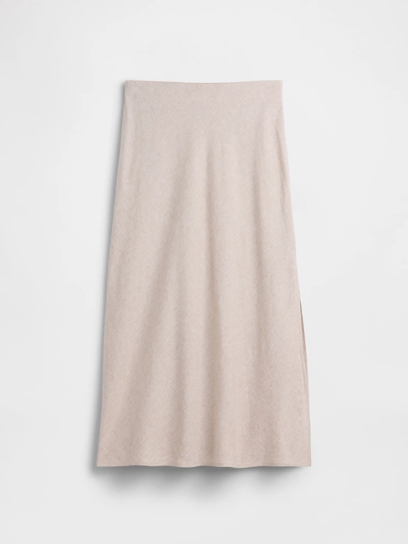 Linen-Blend Maxi Slip Skirt