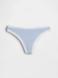 Organic Stretch Cotton Lace-Trim Thong