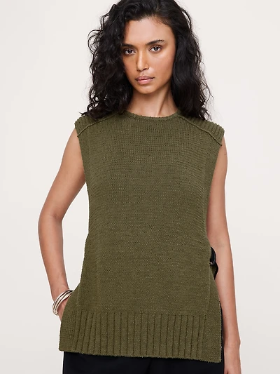 Chunky Cotton-Blend Sweater Vest with Open Sides