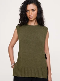Chunky Cotton-Blend Sweater Vest with Open Sides