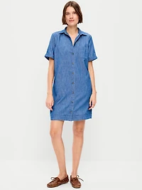 Button-Down Mini Shirt Dress