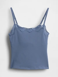Organic Stretch Cotton Lace-Trim Cami