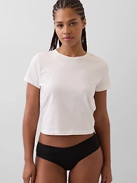 Organic Stretch Cotton Lace-Trim Hipster