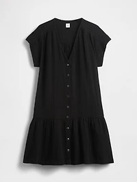 Cotton Gauze V-Neck Tunic Dress