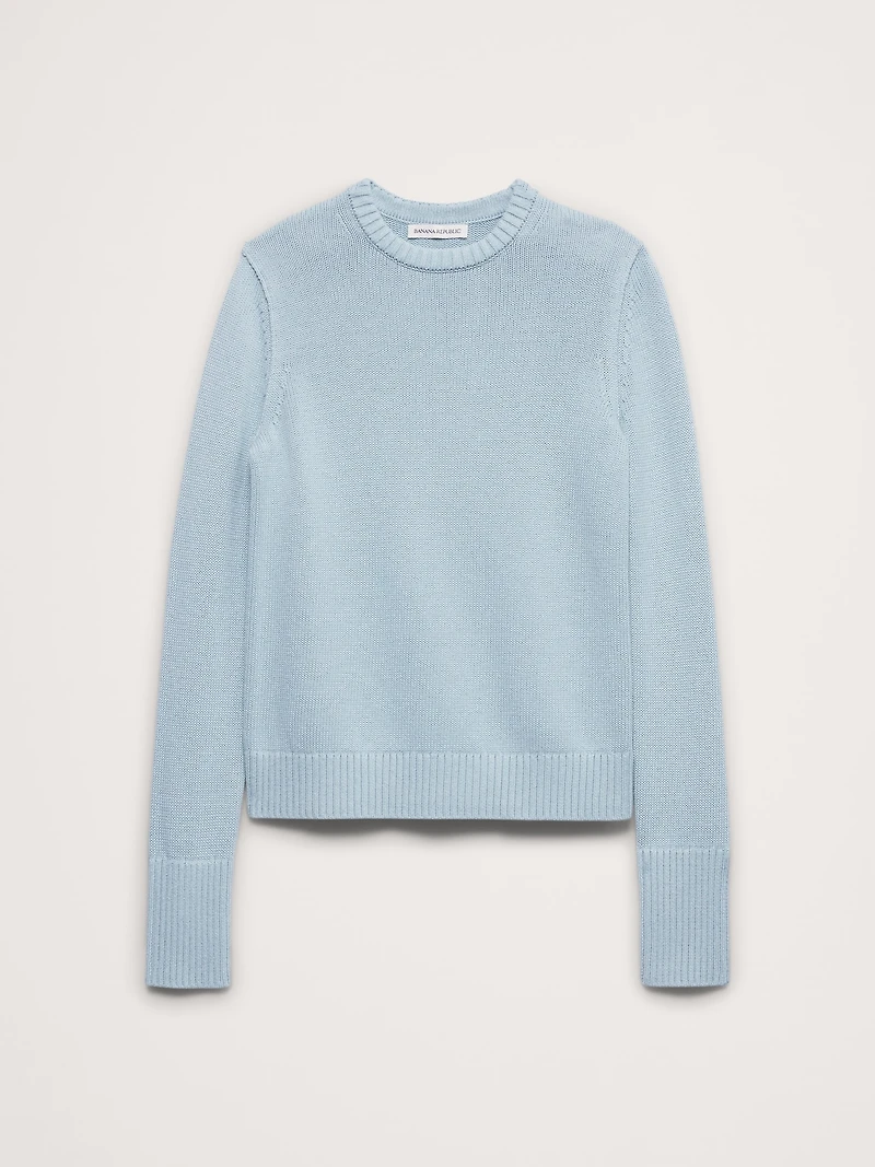 Larkspur Cotton-Silk Crew-Neck Sweater