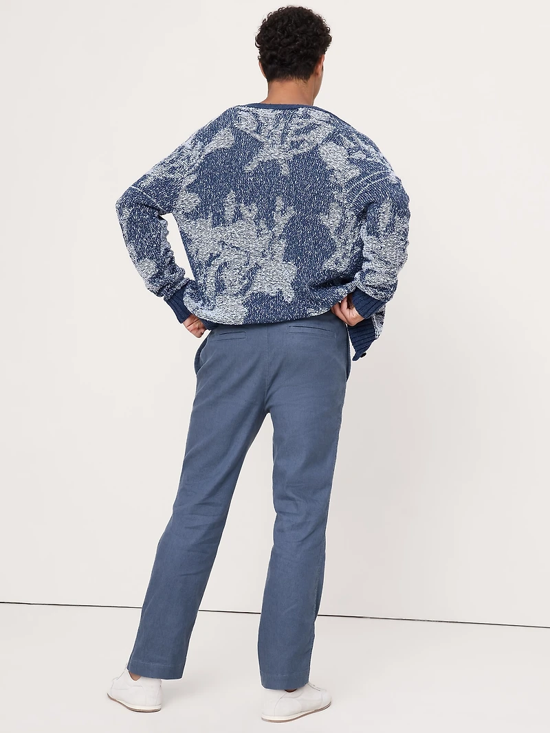Straight Italian Linen-Cotton Pull-On Pant