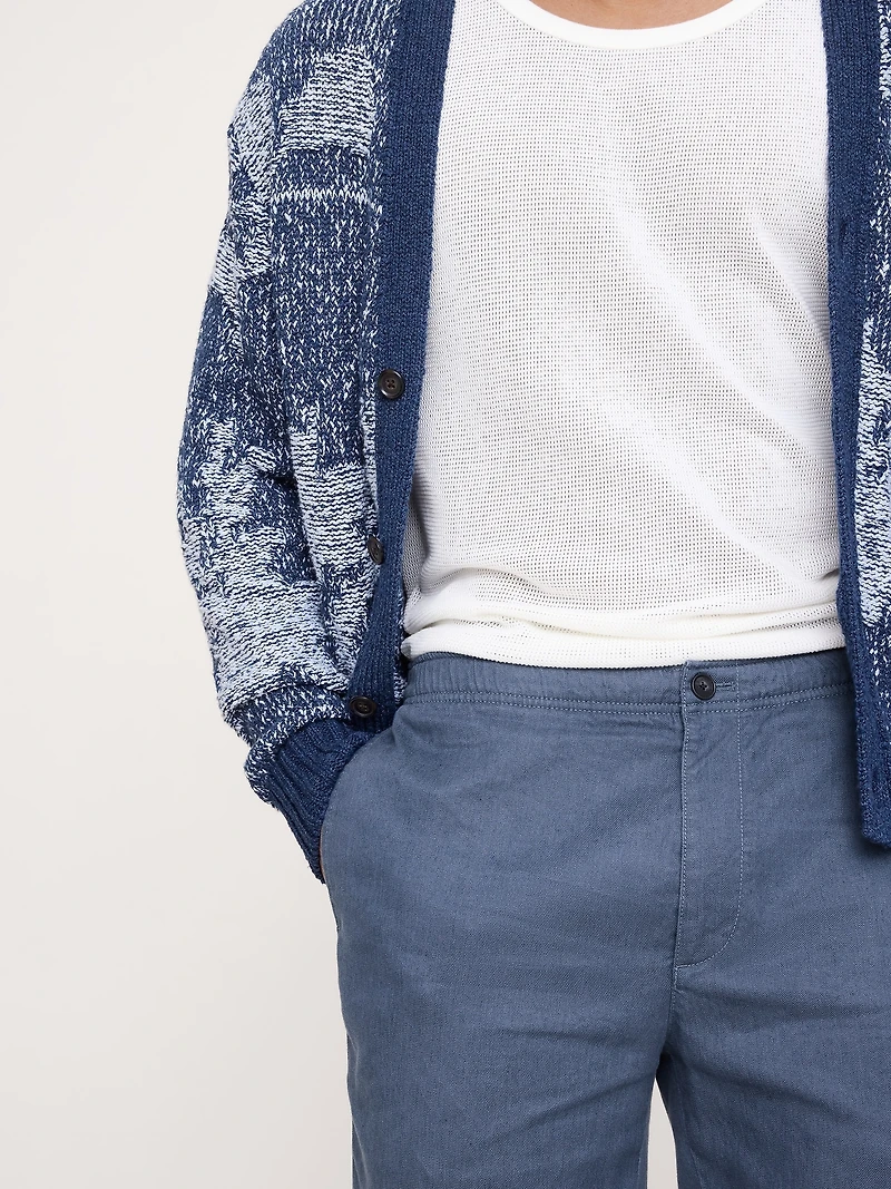 Straight Italian Linen-Cotton Pull-On Pant