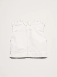 Top-Stitched Denim Top