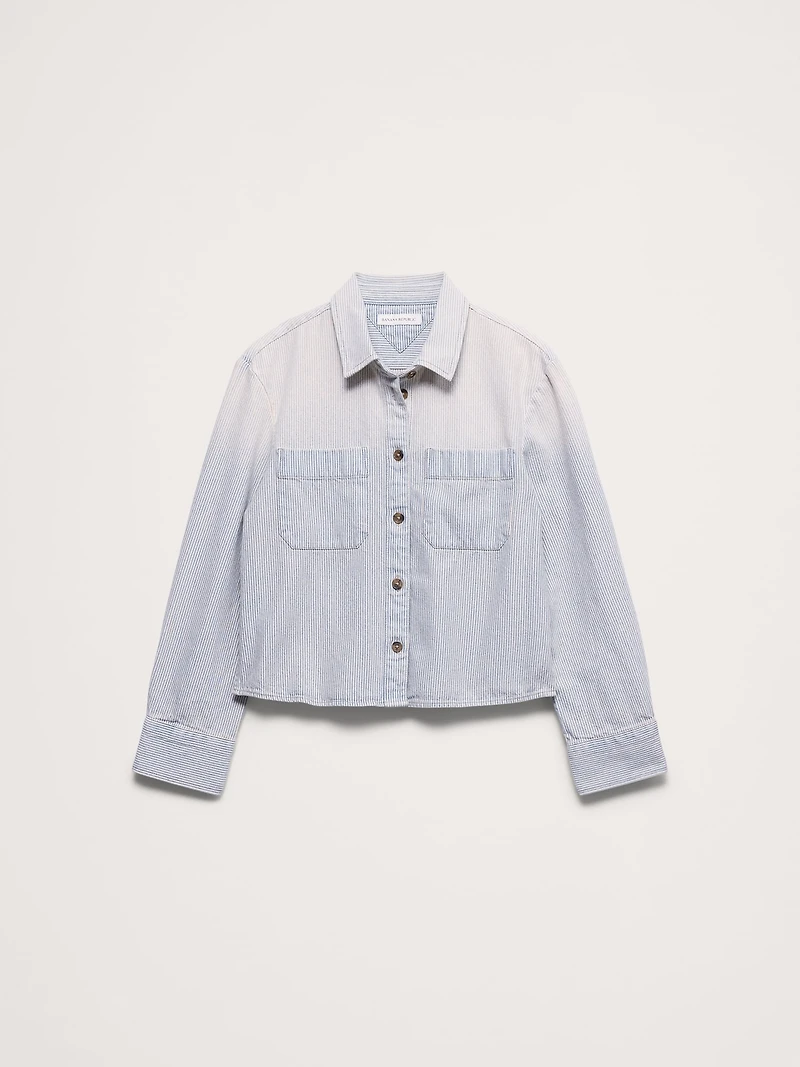 Denim Cropped Utility Shirt