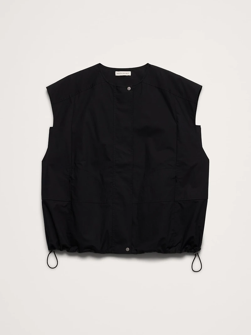 Cotton Poplin Bubble-Hem Top