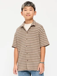 Oversized Short-Sleeve Sweater-Knit Shirt for Boys