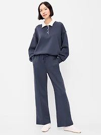 Mid-Rise Dynamic Fleece Textured Wide-Leg Sweatpants