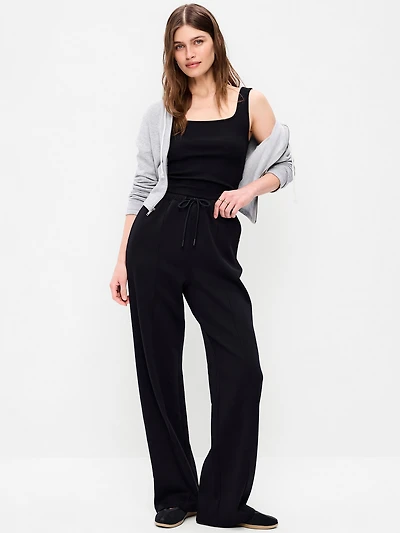 Mid-Rise Dynamic Fleece Textured Wide-Leg Sweatpants