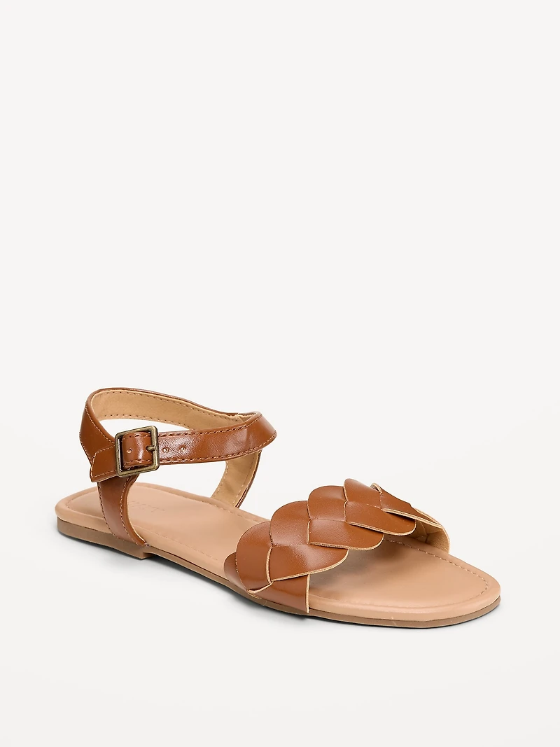 Faux-Leather Braided-Strap Sandals for Girls