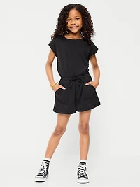 Short-Sleeve French Terry Utility Romper for Girls