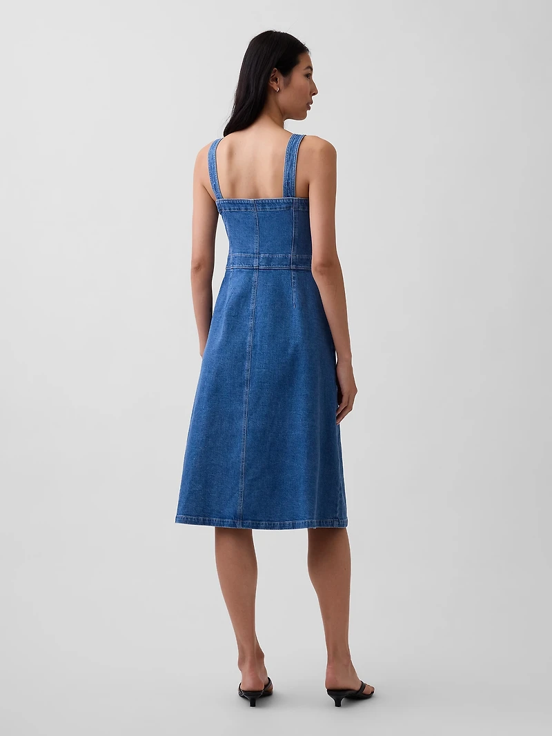 Denim Button-Front Midi Dress