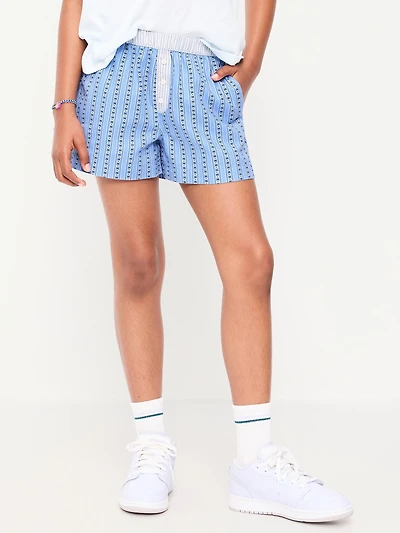 Printed Twill Boxer Shorts for Girls
