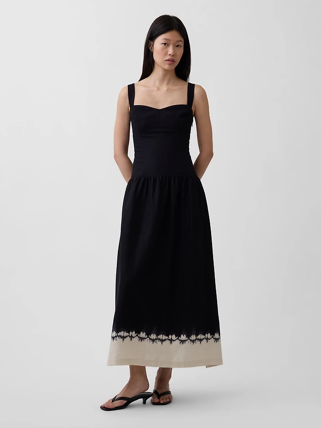 Gap Linen-Blend Drop-Waist Corset Maxi Dress | Shop Midtown