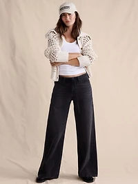 Mid-Rise Wide-Leg Drawstring Jean