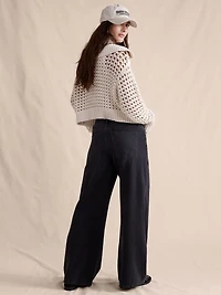 Mid-Rise Wide-Leg Drawstring Jean