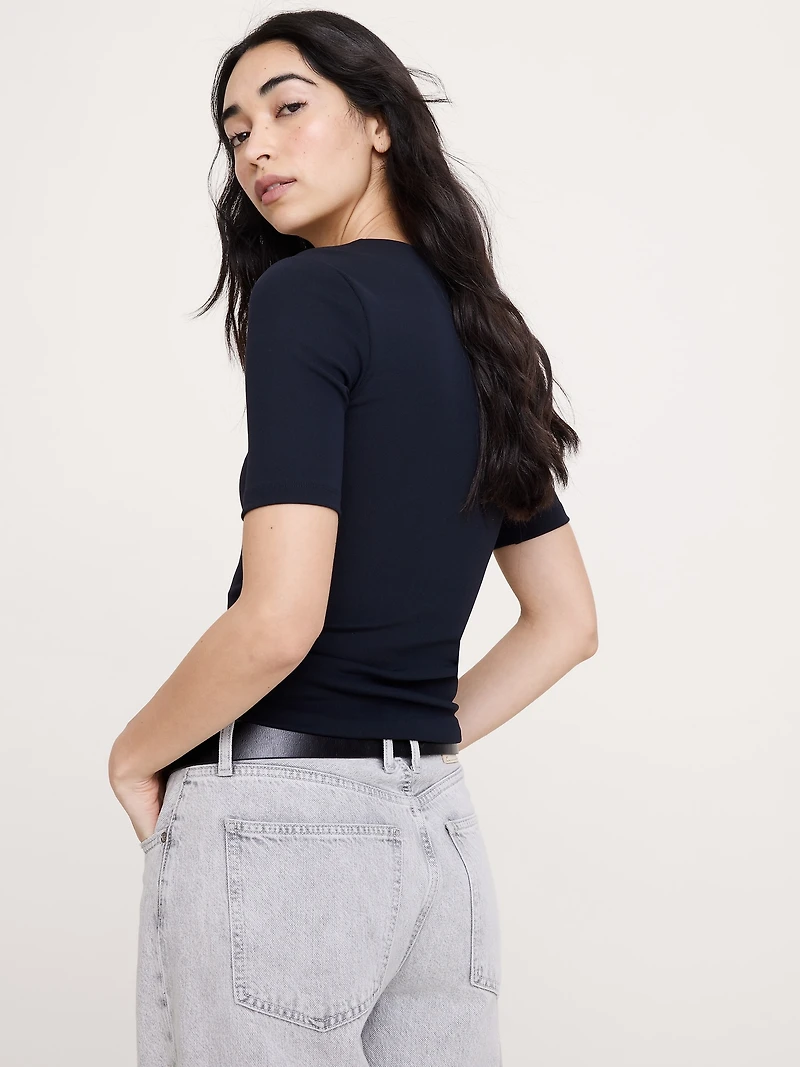 Sculpted-Stretch Square-Neck Top
