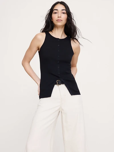 Airy Cotton Snap-Front Tank