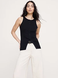 Airy Cotton Snap-Front Tank