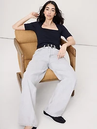 Sculpted-Stretch Square-Neck Top