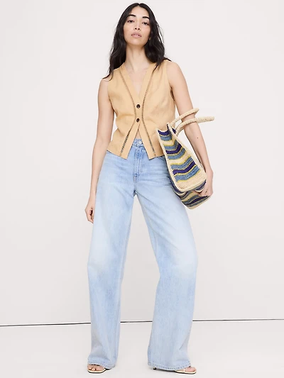 Linen Lace-Trim Vest