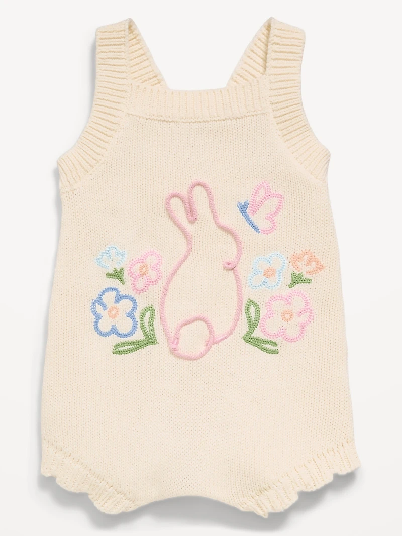 Sleeveless Embroidered Sweater One-Piece Romper for Baby