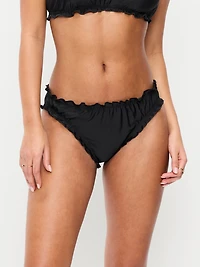 Mid-Rise Ruffle Trim Swim Bottoms