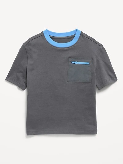 Oversized Short-Sleeve Utility Pocket T-Shirt for Toddler Boys