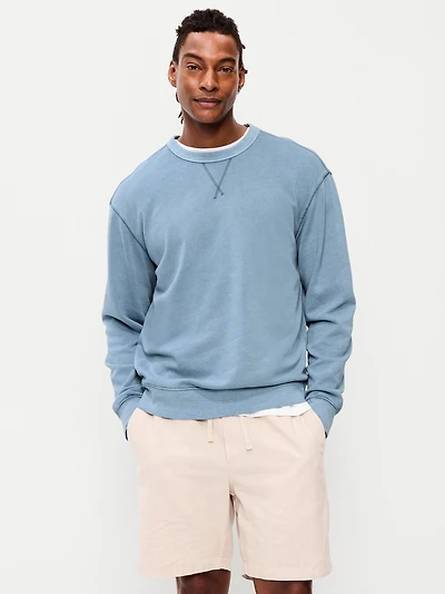 Loose Garment-Washed Crew-Neck Sweatshirt