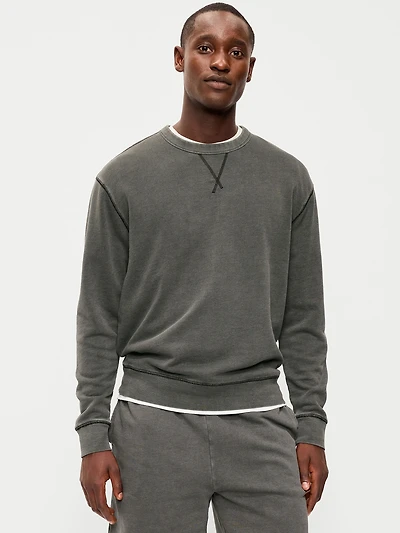 Loose Garment-Washed Crew-Neck Sweatshirt