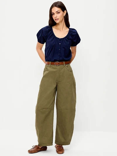 Mid-Rise Barrel Chino Pants