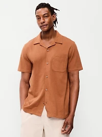 Short-Sleeve Textured Camp Shirt