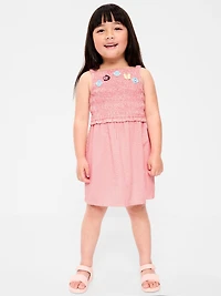 Sleeveless Smocked Textured Dress for Toddler Girls