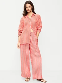 High-Waisted Linen-Blend Super Wide-Leg Pants