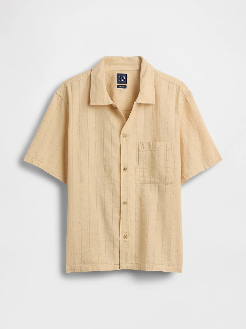 Dobby Relaxed Straight-Hem Shirt