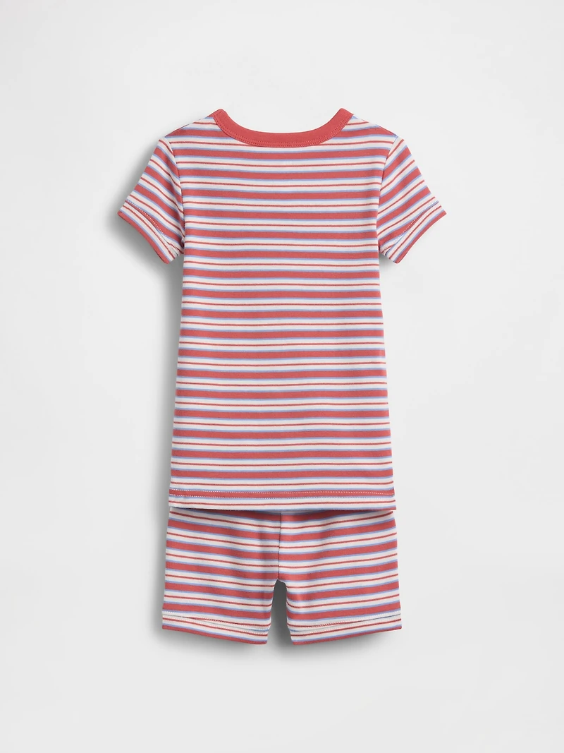 Pyjama court en coton biologique brossé à rayures pour Bébé et Tout-petit