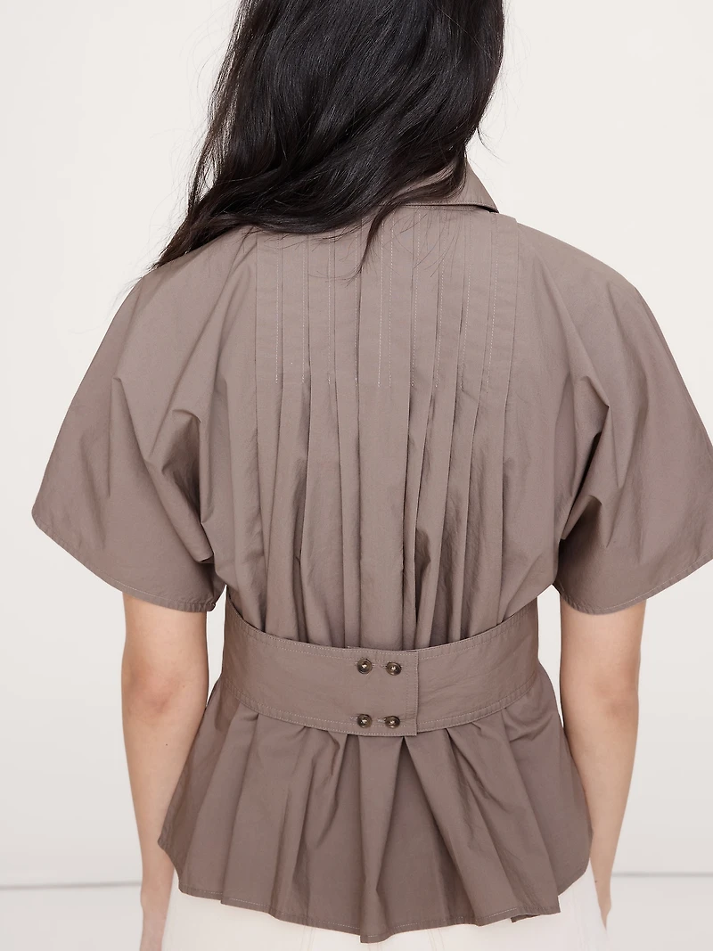 Pleated Cotton Poplin Top