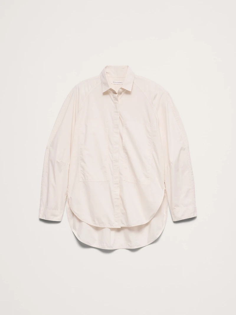 Oversized Cotton Poplin Utility Pocket Shirt