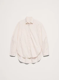 Oversized Cotton Poplin Utility Pocket Shirt