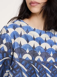 Viscose-Linen Boat-Neck Cropped Top