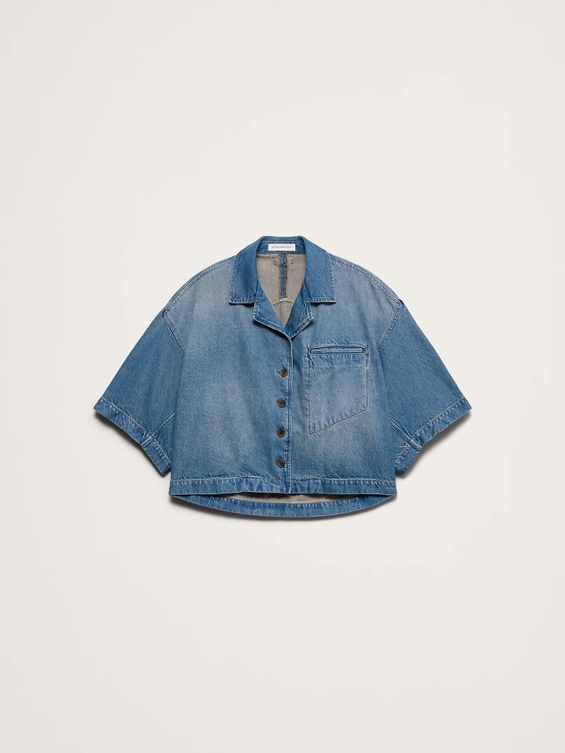 Boxy Crop Denim Shirt