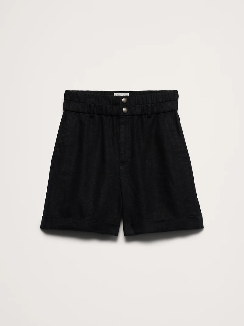 3.5" Linen Double-Waistband Shorts