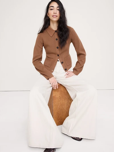 Larkspur Cotton-Silk Polo Cardigan