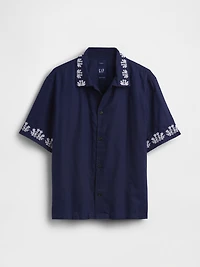 Linen-Cotton Relaxed Straight-Hem Shirt