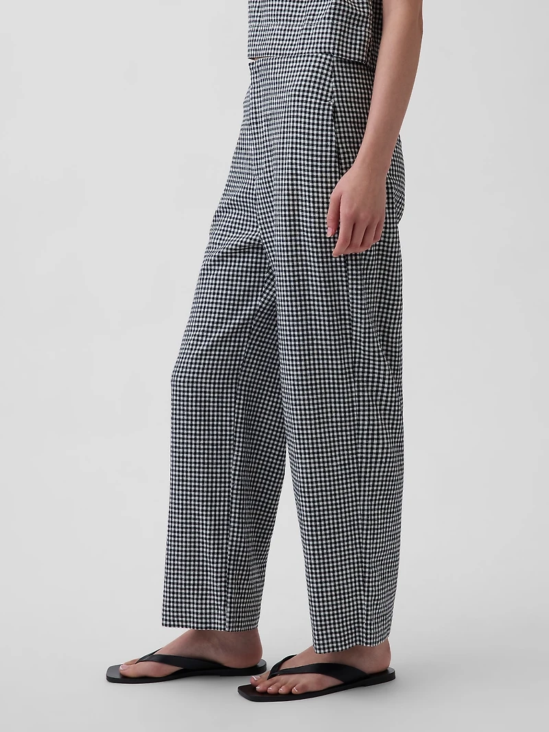Linen-Blend Relaxed Straight Ankle Pants